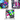 Colorful sample bottles in a case with labels and measurements.