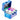 Blue vial casewith colorful bottles on a white background