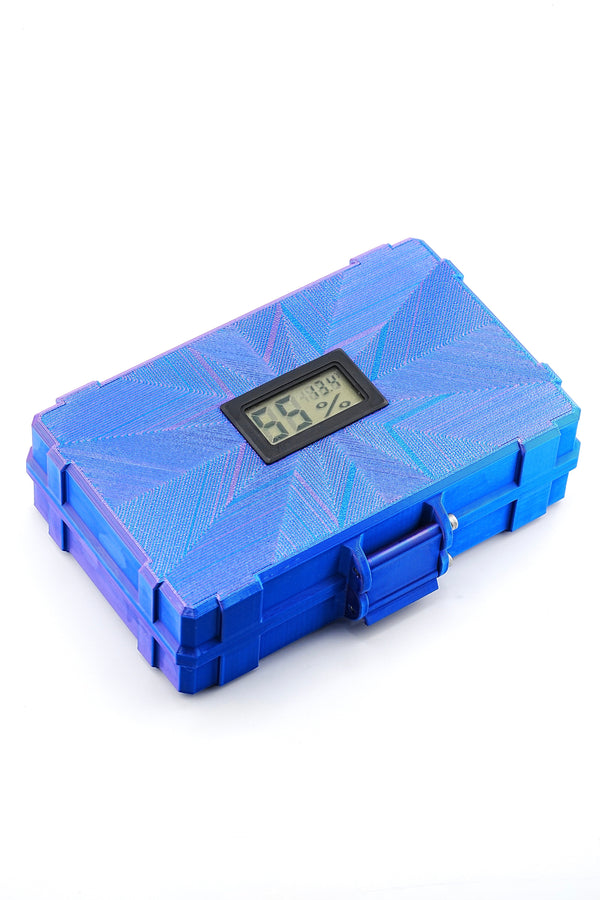 Why temperature and humidity matter for peptide storage — close-up of TempView lid LCD sensor displaying real-time internal case conditions
