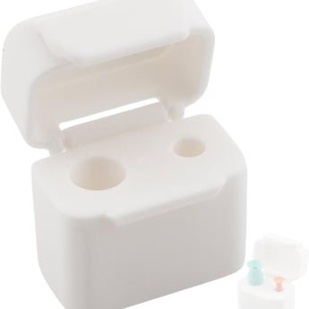 White tool organizer case, opened to reveal interior storage slots