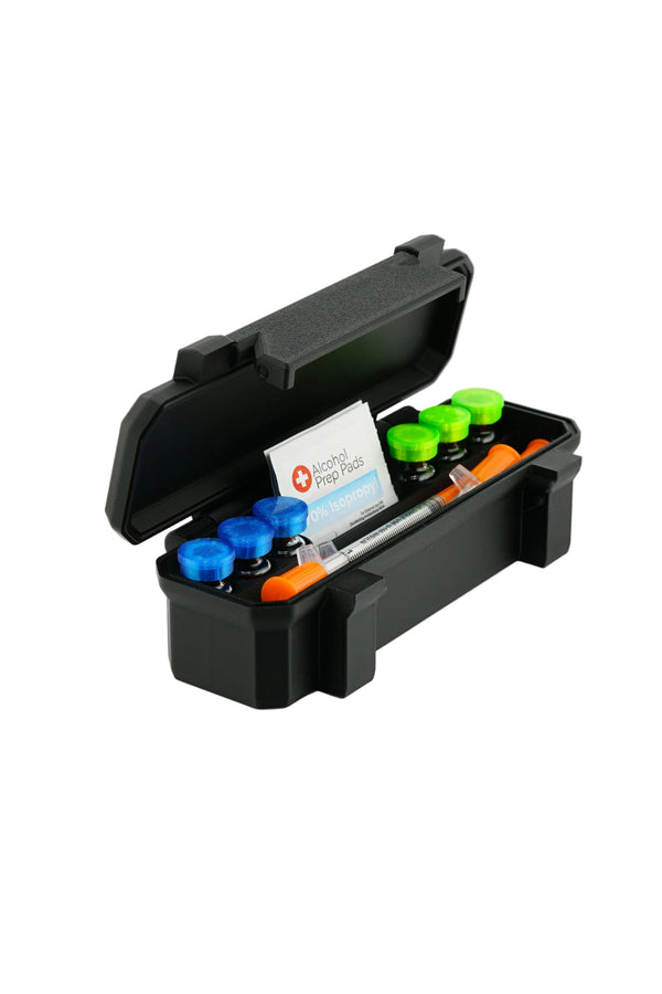 6-Slot Rugged 3 mL Vial Case with Storage Compartment | All-in-One Compact Organizer