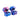 Two open blue and vial crates on a white background