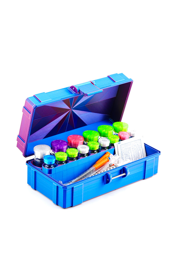 Mixed Vial Case | 6-Slot 10 ml Vial Case & 9-Slot 3 ml Vial Case Slots | Organizer for Preloaded Syringes, GLP-1, Peptides, Research
