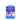 Blue vial case with colorful items on a white background