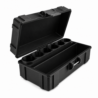 Black 6-Slot 10 ml Vial Case with Syringe & Prep Pad Storage — interior layout detail