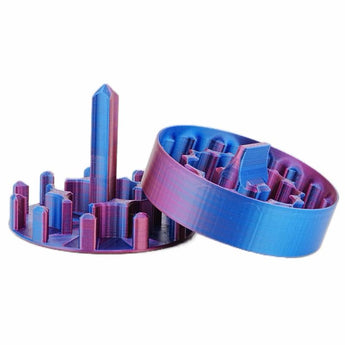 Blue and purple 3ml 10ml vial inserts on a white background