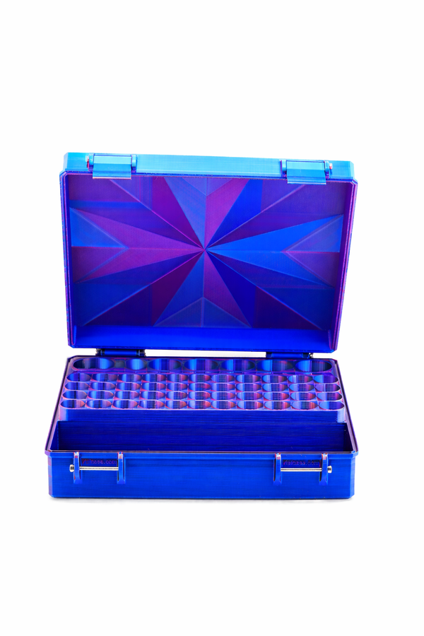 Vial Vault Pro 56 | 12×10 mL + 44×3 mL w/ Integrated Syringe & Pad Space