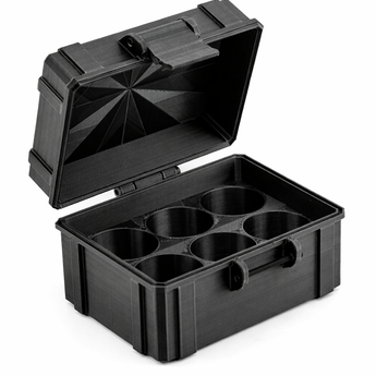 Black 6-Slot 30 ml Hosperia BAC Vial Case — full product shot